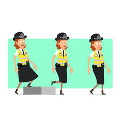 Cartoon Flat British Police Woman Character Set