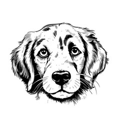 Cute Dog Head Sketch Hand Drawn