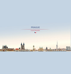 Prague City Skyline On Colorful Gradient