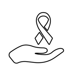 Awareness Ribbon In Hand Icon Line Outline Design