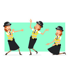 Cartoon Flat British Police Woman Character Set