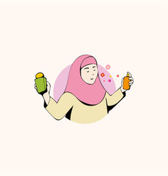 Cute Hijab Girl Use Fragrant Perfume Logo