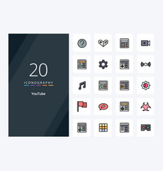 20 Youtube Line Filled Icon For Presentation