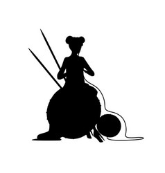 Black Silhouette Woman Sitting On The Big Ball