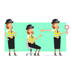 Cartoon Flat British Police Woman Character Set