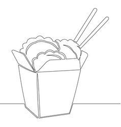 Continuous Line Drawing Chinese Food Takeaway Box