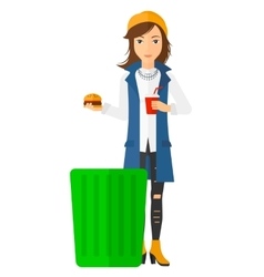 Woman Throwing Junk Food