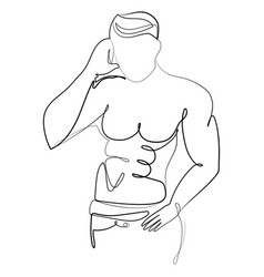 Liner Drawing Muscular Man In Sexy Pose