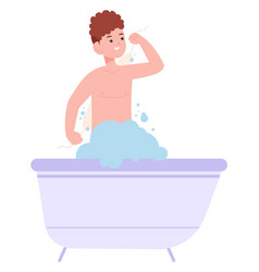 Smiling Boy Taking Bath Kid Daily Hygiene