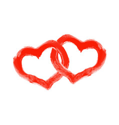 Two Intertwined Red Hearts Drawn With A Brush