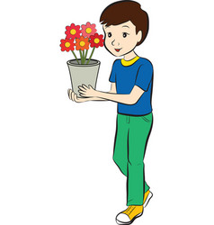 Boy Holding A Flower Pot