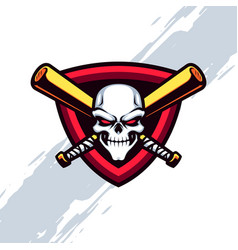 Double Bat Skull Baseball Mascot