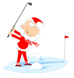 Funny Santa Claus Plays Golf