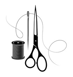 Needle And Thread Scissors Spool Sewing