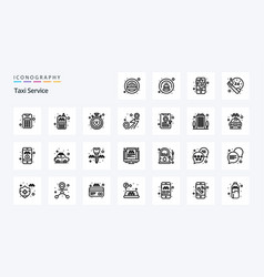 25 Taxi Service Line Icon Pack