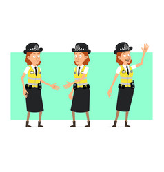 Cartoon Flat British Police Woman Character Set