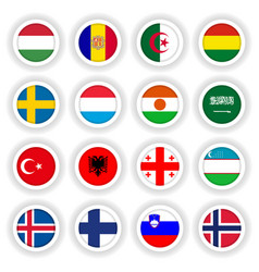 Set Of Country Flags Round Buttons