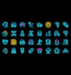 Auto Assembly Icons Set Neon