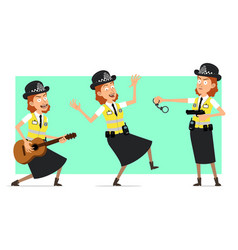 Cartoon Flat British Police Woman Character Set