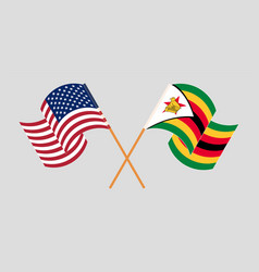 Crossed And Waving Flags Of The Usa Zimbabwe