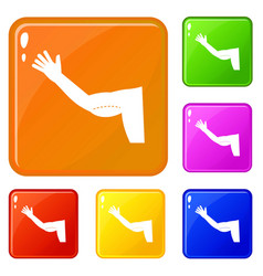 Flabby Arm Cosmetic Correction Icons Set