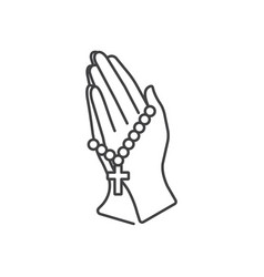 Hand With Rosary Beads Line Icon Linear Style