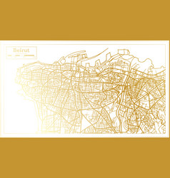 Beirut Lebanon City Map In Retro Style In Golden