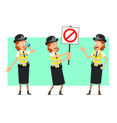 Cartoon Flat British Police Woman Character Set