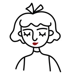 Girl With Big Ears And Red Lipstick On A White