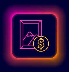 Glowing Neon Line Auction Painting Icon Isolated