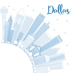 Outline Dallas Skyline With Blue Buildings