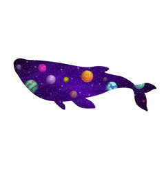 Whale Silhouette And Galaxy Space Stars Planets