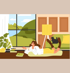 Woman Reading In Cozy Room Concept