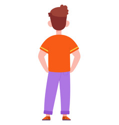 Boy Rear View Cartoon Kid In Casual Clothes