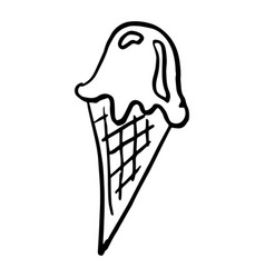 Hand Drawn Ice Cream In Waffle Cone Doodle Icon