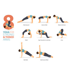 8 Yoga Poses Or Workout In Strong Arms Concept