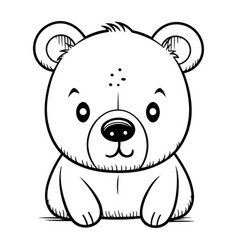 Black And White Cartoon Of Cute Bear Animal