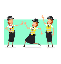 Cartoon Flat British Police Woman Character Set