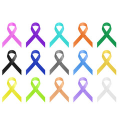 Collection Of Different Coloured Cancer Ribbons