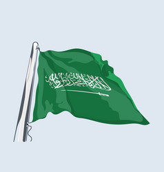 Flag Of Saudi Arabia Waving In The Wind