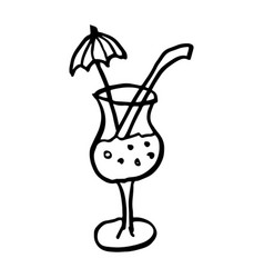 Cocktail With Straw And Umbrella Doodle