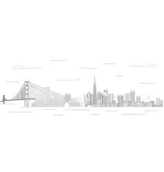 San Francisco Cityscape Line Art Style Poster