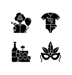 Family Party Greeting Black Glyph Icons Set