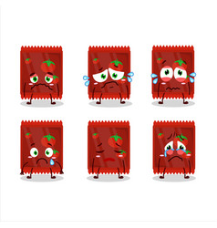 Ketchup Sachet Cartoon Character With Sad