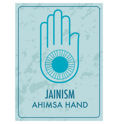 Blue Ahimsa Hand Symbol In Jainism