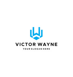 Flat Letter Mark Victor Wayne Logo Design