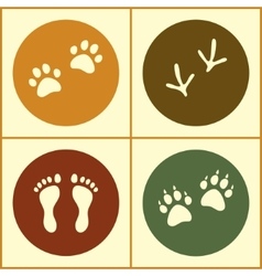 Human And Bird Feet Cat Dog Paws Colored Flat