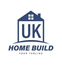 Uk Letter Logo Design With Home Icons Modern