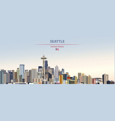 Seattle City Skyline On Colorful Gradient