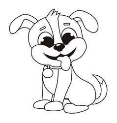 Coloring Page Outline Sitting Smiling Cute Dog